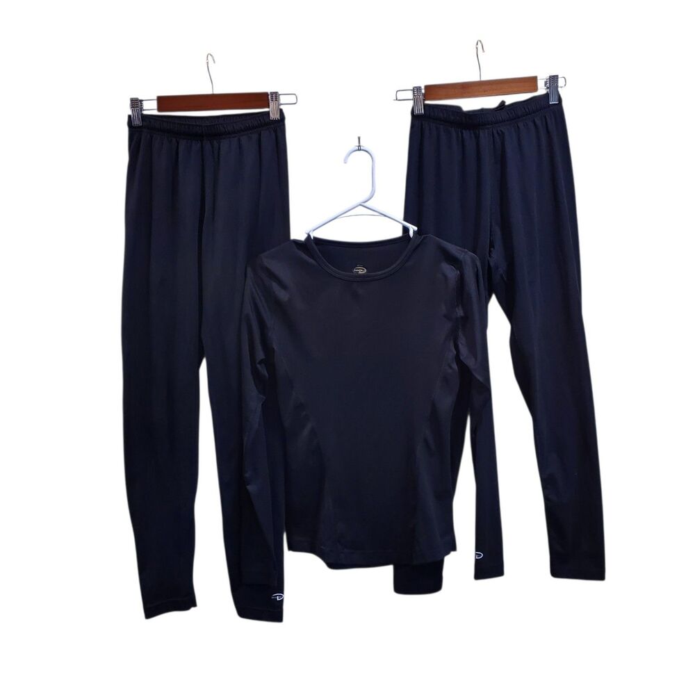 Duofold Long Underwear Set Women's size Small Black top & pants base layer
